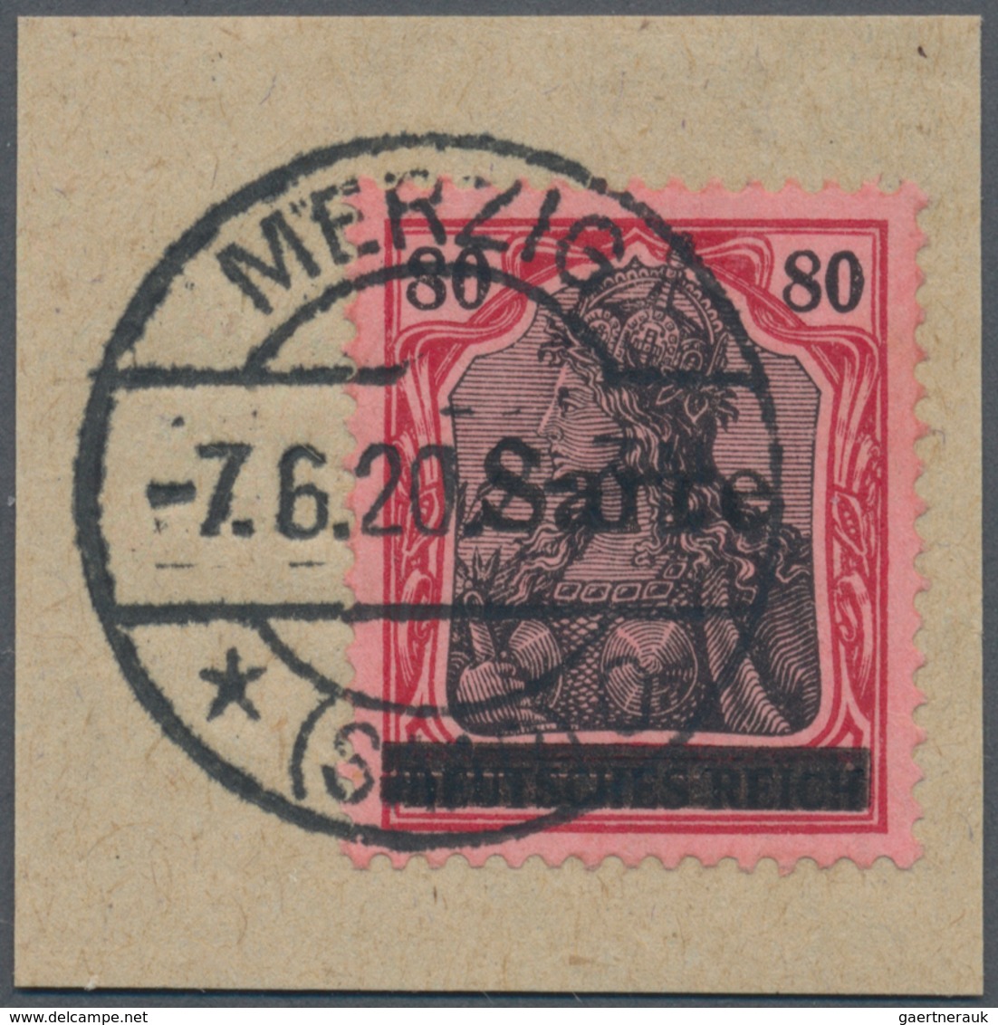 18935 Deutsche Abstimmungsgebiete: Saargebiet: 1920, Germania 80 Pf. Karminrot/grauschwarz Mit Aufdruck 'S - Other & Unclassified