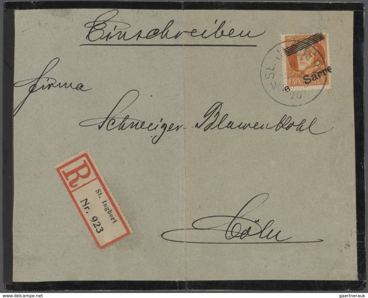 18940 Deutsche Abstimmungsgebiete: Saargebiet: 1920, 30 Pf Rötlichorange Mit Diagonalem, Von Links Unten N - Other & Unclassified