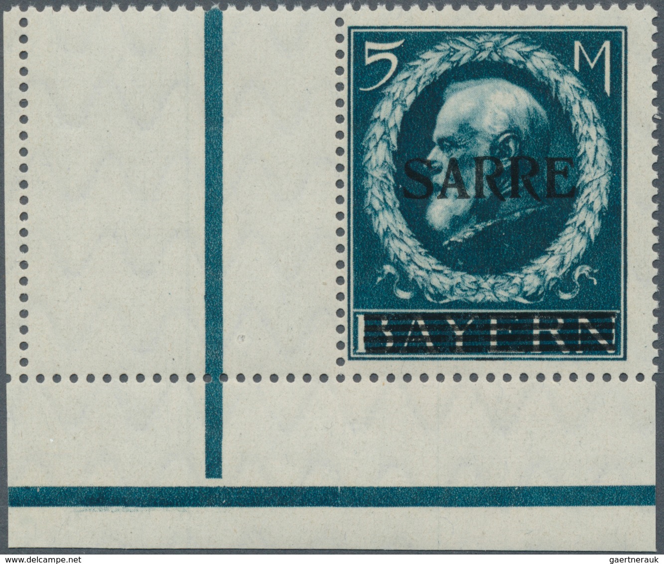 18947 Deutsche Abstimmungsgebiete: Saargebiet: 1920, 5 M. SARRE/LUDWIG In Postfrischer Luxus-Erhaltung (Fe - Other & Unclassified
