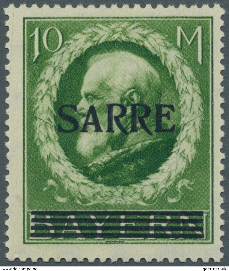 18957 Deutsche Abstimmungsgebiete: Saargebiet: 1920: Bayern/Sarre 10 Mark Mit Abart "kleines A", Selten, S - Other & Unclassified