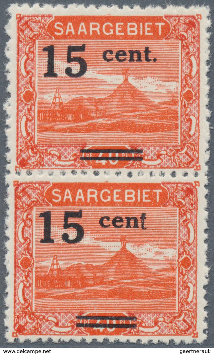 18964 Deutsche Abstimmungsgebiete: Saargebiet: 1921, Landschaftsbilder 40 Pf. Orangerot Mit AUFDRUCK '15 C - Other & Unclassified