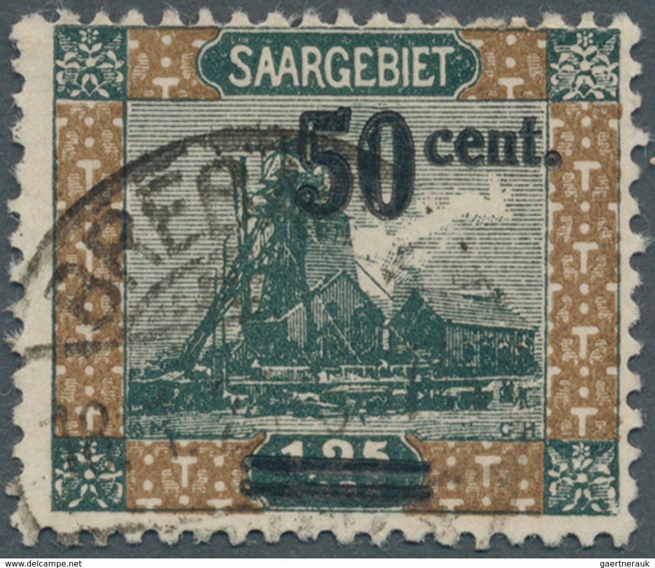 18968 Deutsche Abstimmungsgebiete: Saargebiet: 1921, 50 C Auf 1,25 Mk Mit Doppel-Aufdruck, Sauber Gestempe - Other & Unclassified