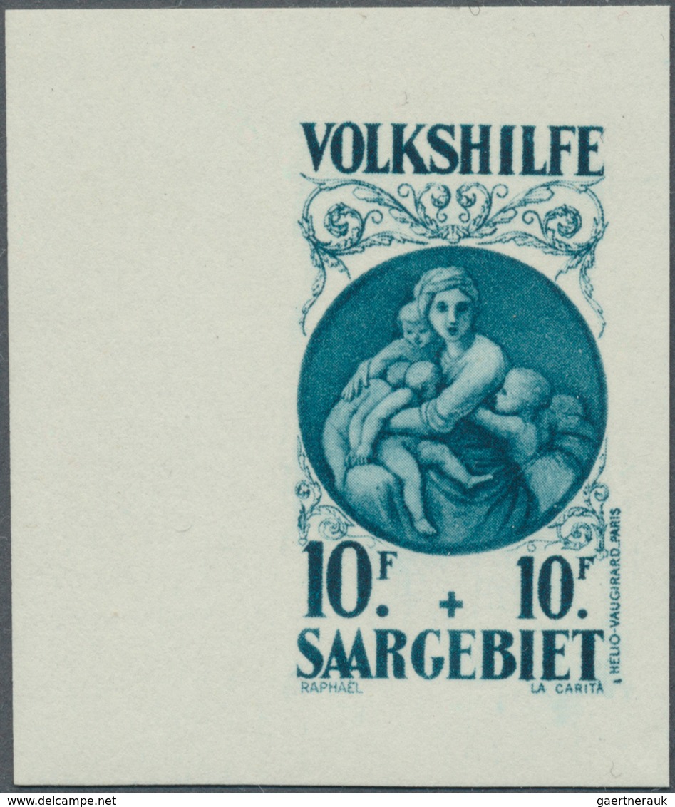 18989 Deutsche Abstimmungsgebiete: Saargebiet: 1928, Volkshilfe Gemälde I, Seltene Probe In Blau Mit Abwei - Other & Unclassified