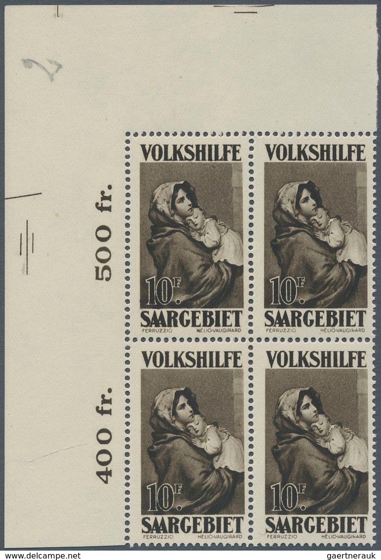 18997 Deutsche Abstimmungsgebiete: Saargebiet: 1929, Volkshilfe: Gemälde II, 40 C - 10 Fr, 7 postfrische V