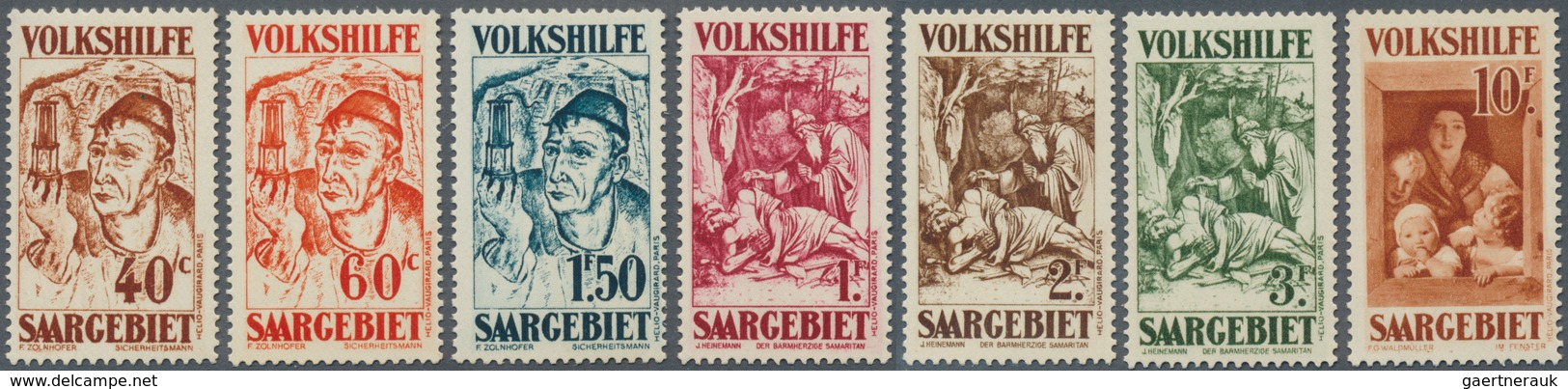 19003 Deutsche Abstimmungsgebiete: Saargebiet: 1931, Volkshilfe: Gemälde (III), 7 Postfrische Werte, Tadel - Other & Unclassified