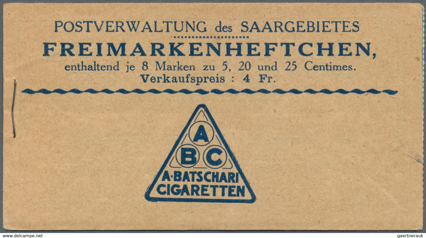 19029 Deutsche Abstimmungsgebiete: Saargebiet - Markenheftchen: 1924, Freimarken "Landschaftsbilder", Komp - Other & Unclassified