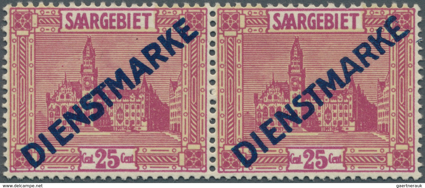 19033 Deutsche Abstimmungsgebiete: Saargebiet - Dienstmarken: 1923:25 C Im Waagerechten Typenpaar Mit Fett - Dienstmarken