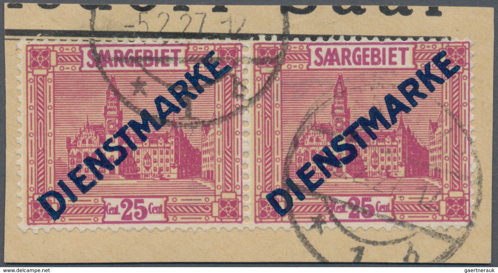 19035 Deutsche Abstimmungsgebiete: Saargebiet - Dienstmarken: 1923, 25 C. Dienstmarken Als Waagerechtes Pa - Officials