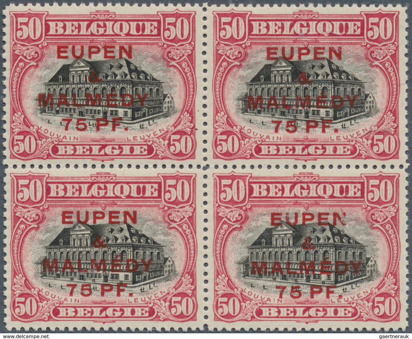 19048 Belgische Besetzung - Eupen Und Malmedy: 1920: 0,75 Auf 50 C Karmin/schwarz Gemeinschaftsausgabe, In - OC38/54 Belgian Occupation In Germany