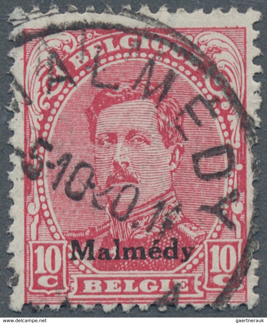 19053 Belgische Besetzung - Malmedy: 1920, 10 C. Aufdruckausgabe In Type III, Gestempelt, Pracht, Selten, - OC38/54 Belgian Occupation In Germany