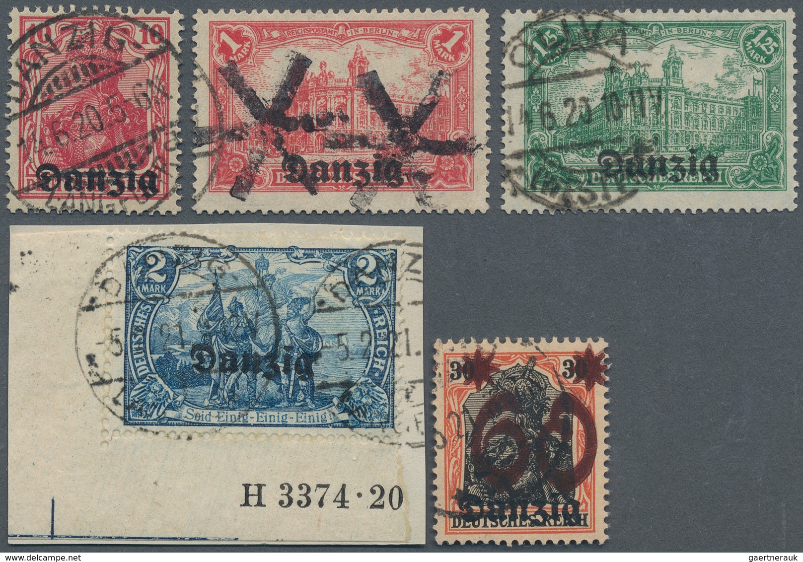 19058 Danzig: 1920, 10 Pfg. Germania Karminrot Mit Aufdruck, Einwandfrei Gestempelt, Kurzbefund Tworek BPP - Other & Unclassified