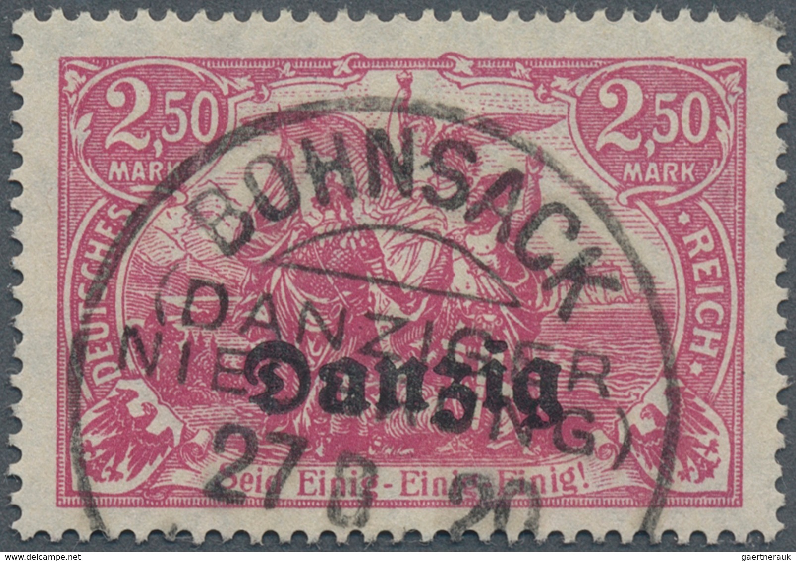 19061 Danzig: 1920, 2.50 M Rosakarmin Mit Zeitgerechtem Stempelabschlag "BOHNSACK (DANZIGER NIEDERUNG) 27. - Other & Unclassified