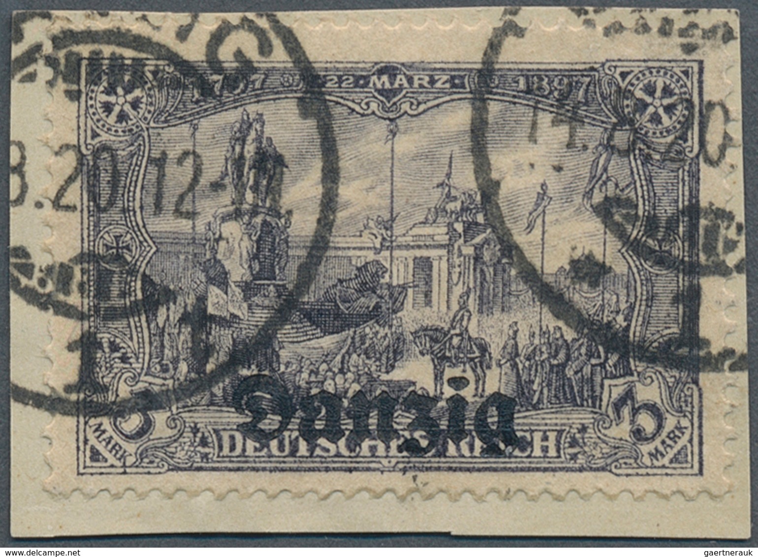 19063 Danzig: 1920, 3 M Schwarzgrauviolett, Tadellos Auf Briefstück Mit Zeitgerechtem Stempel "Danzig * 1 - Other & Unclassified
