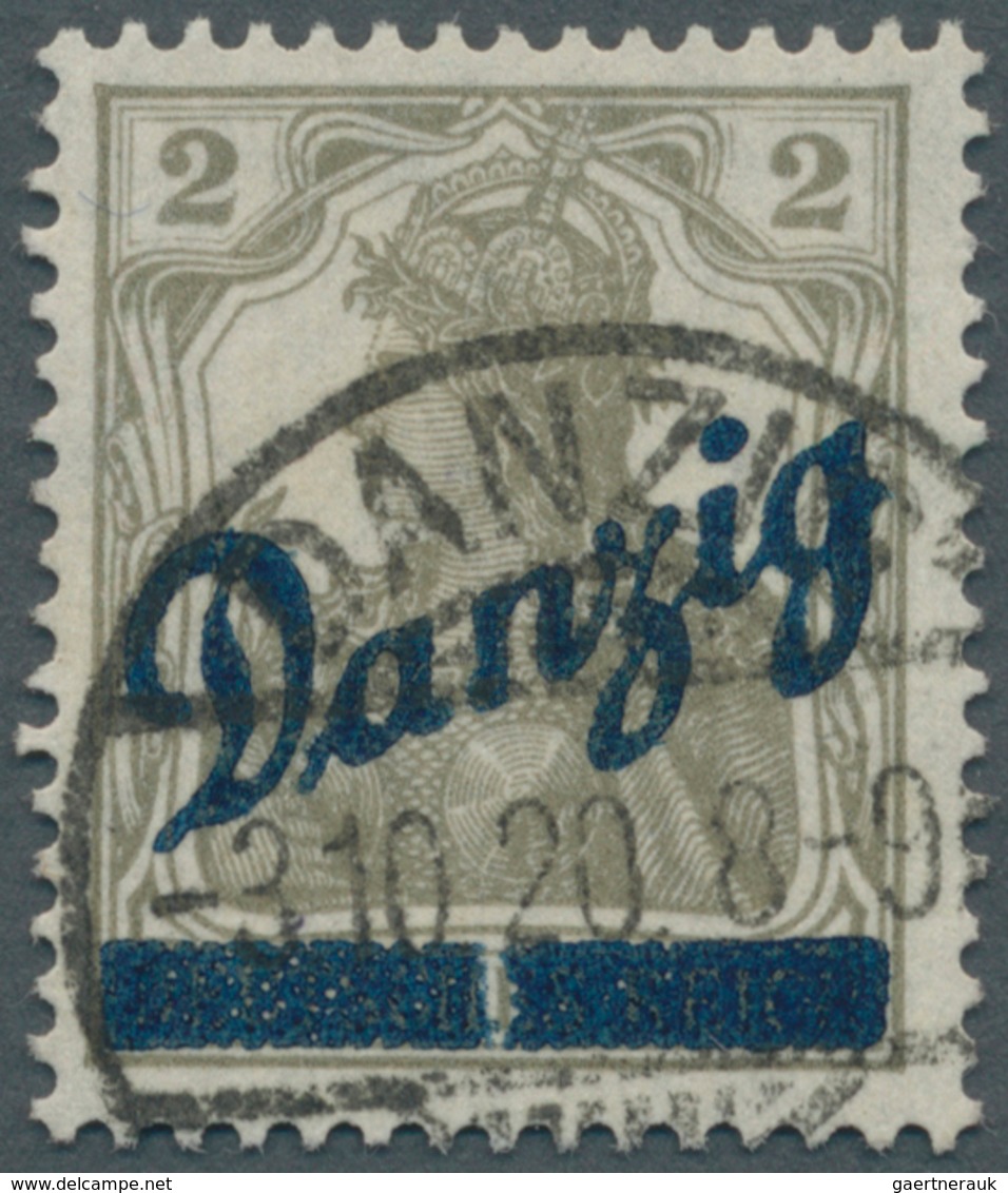 19065 Danzig: 1920, Kleiner Innendienst 2 (Pf) Dunkelgelbgrau Mit Aufdruckfehler "Aufdruckbalken Senkrecht - Other & Unclassified