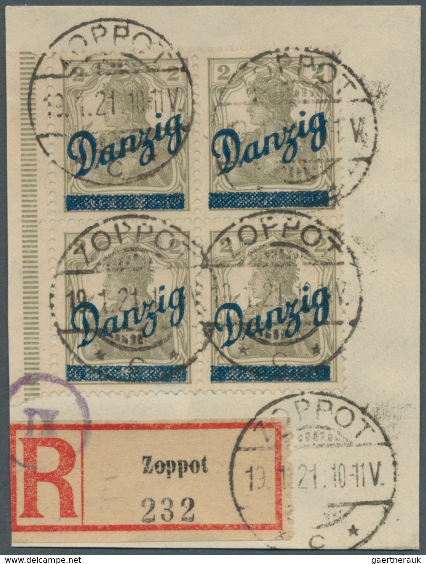 19066 Danzig: 1920, Kleiner Innendienst 2 (Pf), Perfekt Zentrierter Luxus-Viererblock Vom Linken Seitenran - Other & Unclassified