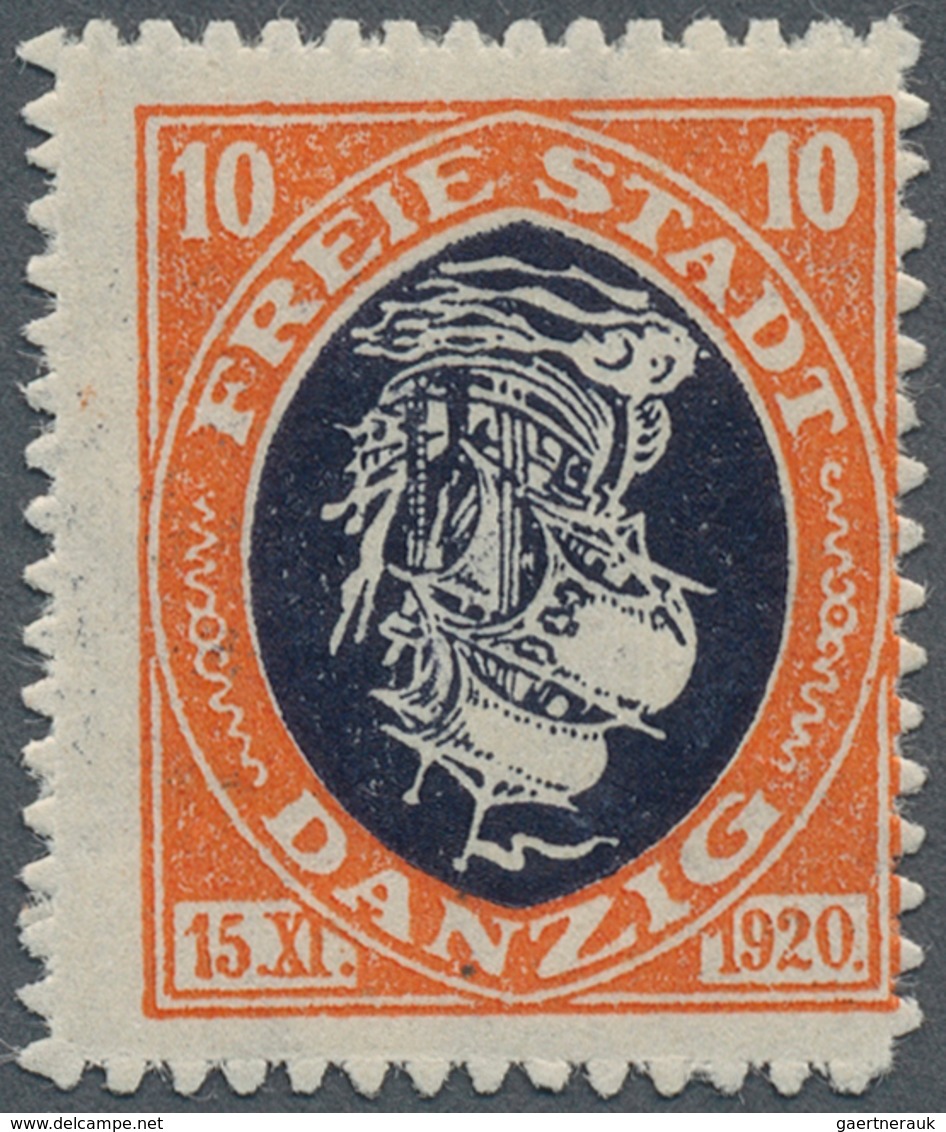 19075 Danzig: 1921, 10 Pfg. Kogge Mit Kopfstehendem Mittelstück, Postfrisch, Tadellos, Signiert Soecknick - Sonstige & Ohne Zuordnung