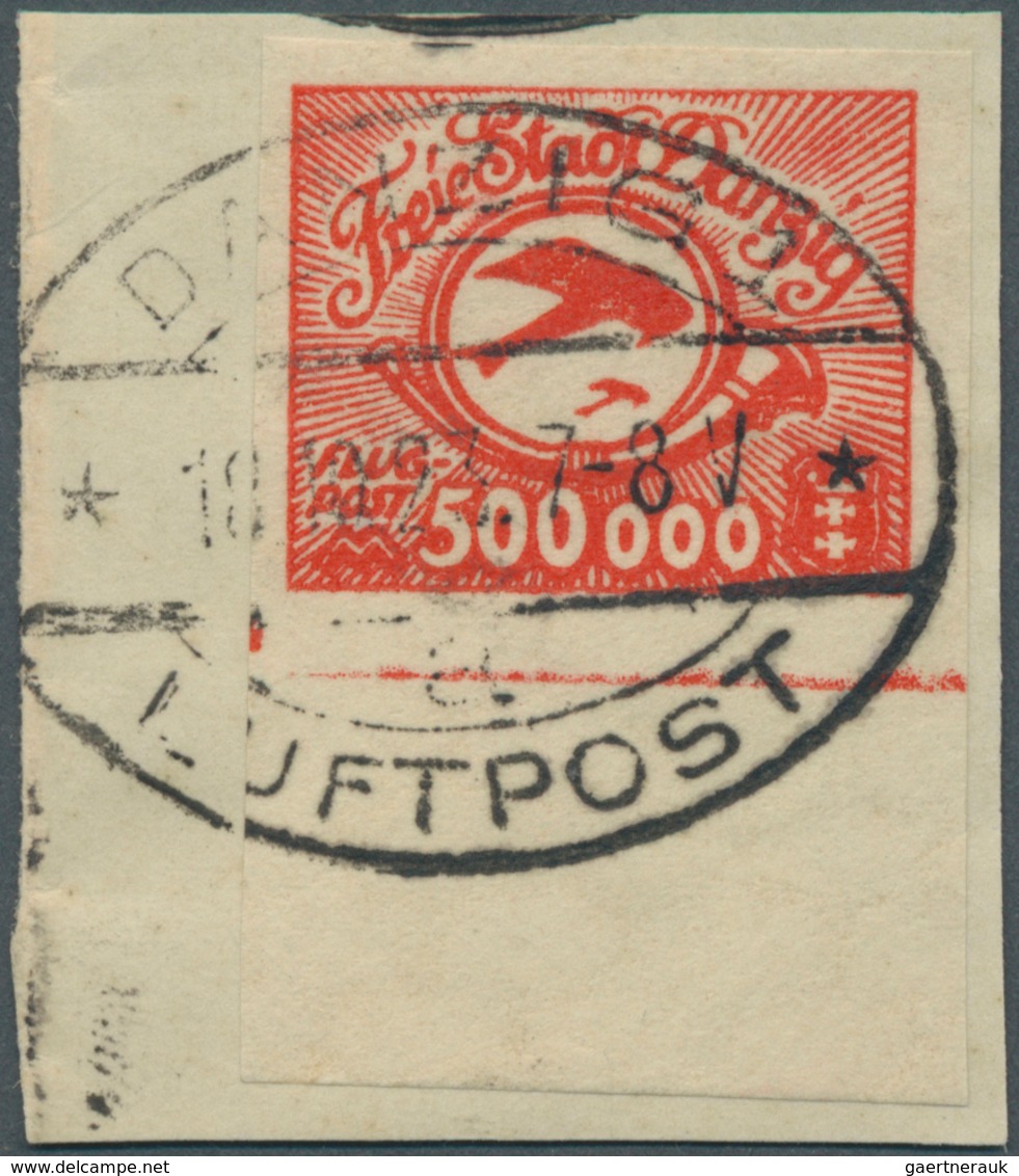 19086 Danzig: 1923, 500 000 M. Flugpost UNGEZÄHNT Mit Unterrand Auf Briefstück, Entwertet "DANZIG 1 * * LU - Other & Unclassified