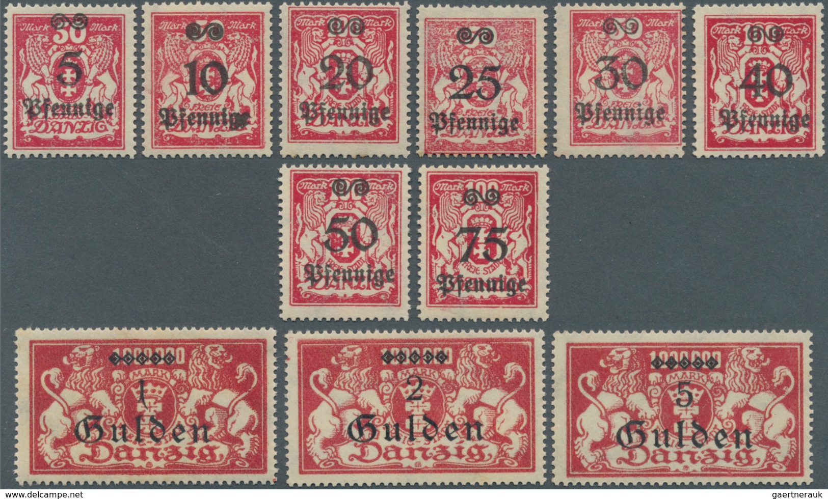 19087 Danzig: 1923, Freimarken: Großes Wappen, 11 Postfrische Werte (ohne 3 G Auf 1 Mio M) (Mi?377,-). - Other & Unclassified
