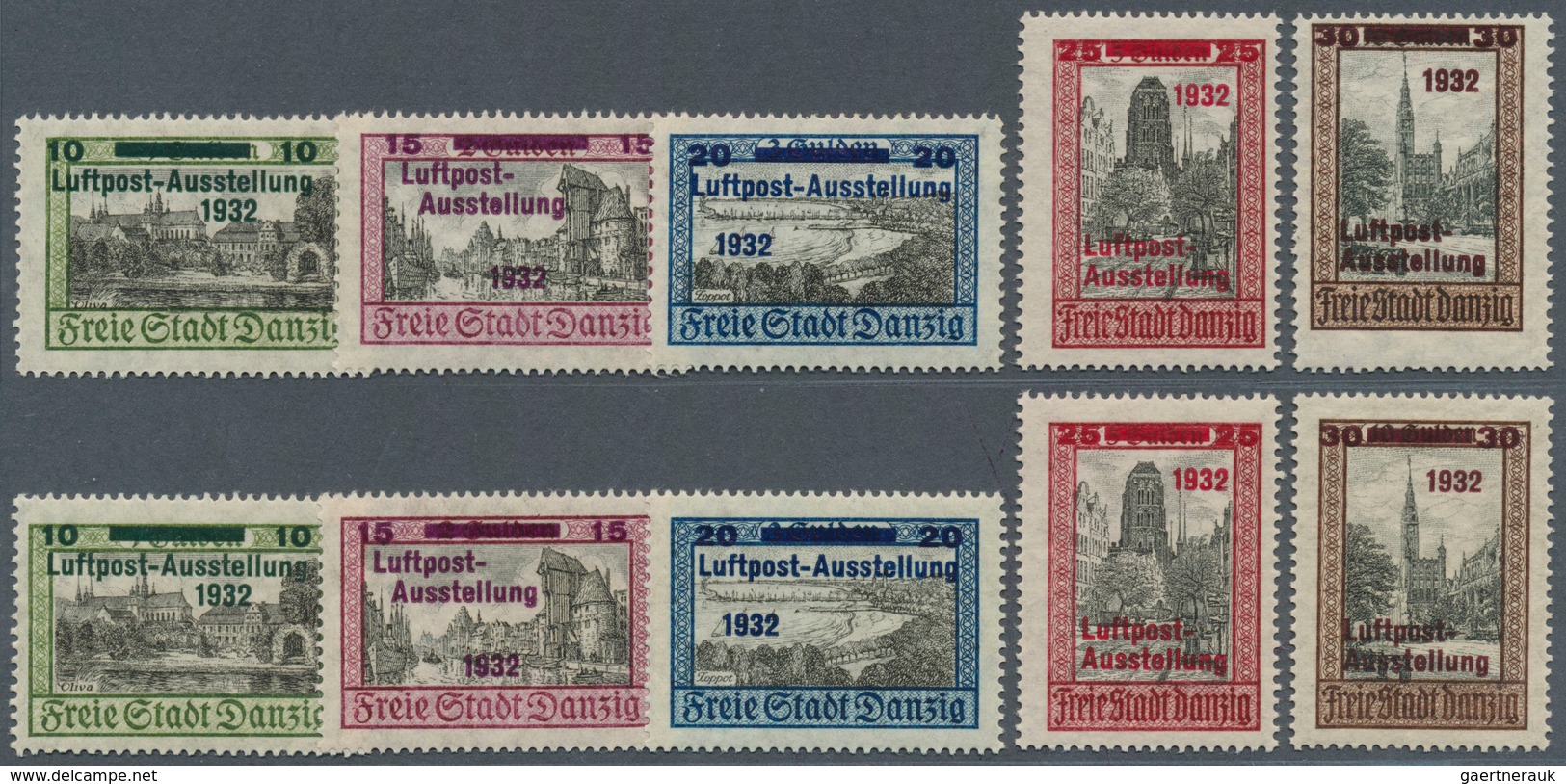 19100 Danzig: 1932, Freimarken: Ansichten, Luftpost - Aufdruckausgabe (je 2x), Dazu 1923, 27 Portomarken P - Other & Unclassified