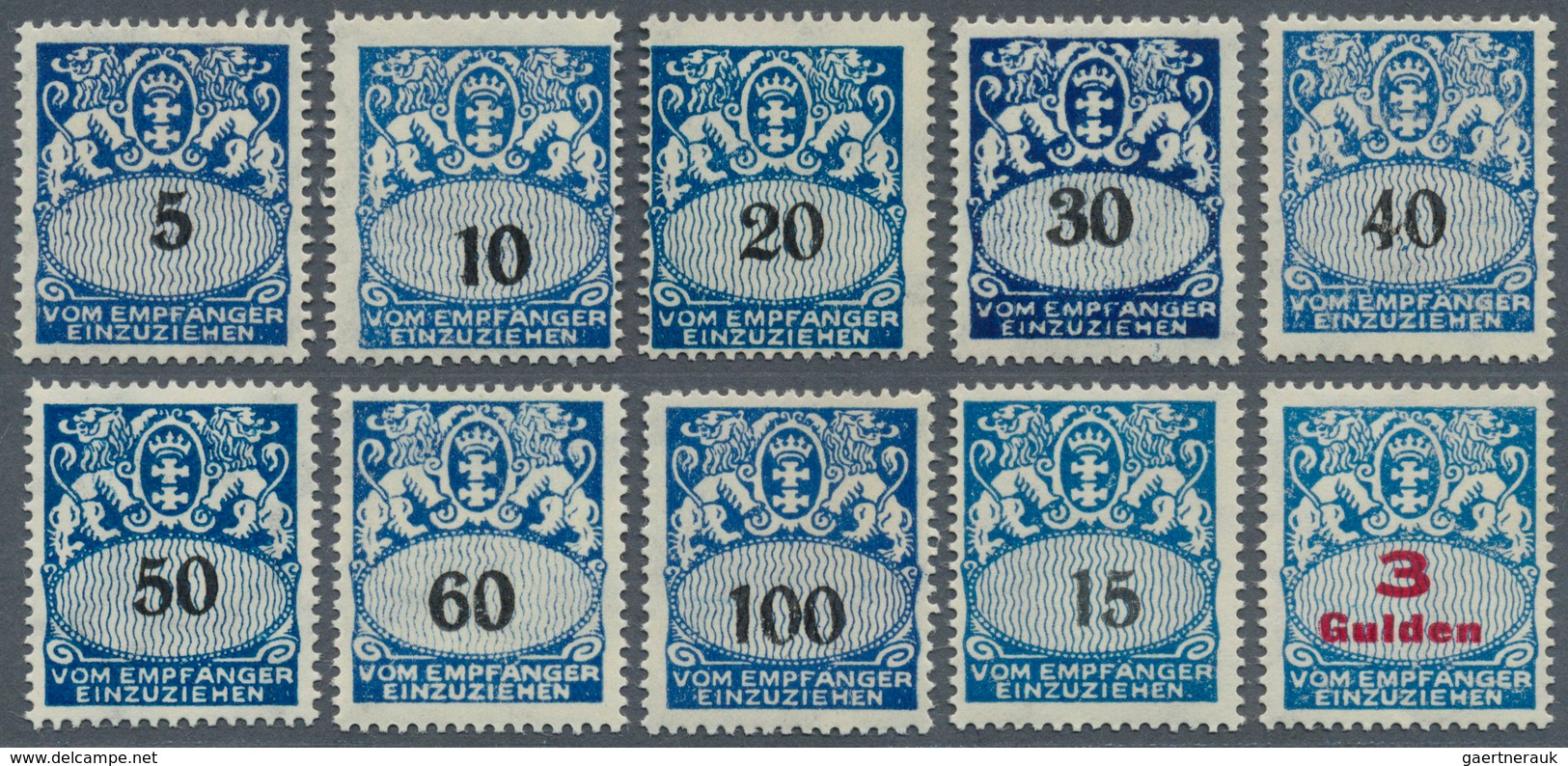 19100 Danzig: 1932, Freimarken: Ansichten, Luftpost - Aufdruckausgabe (je 2x), Dazu 1923, 27 Portomarken P - Other & Unclassified