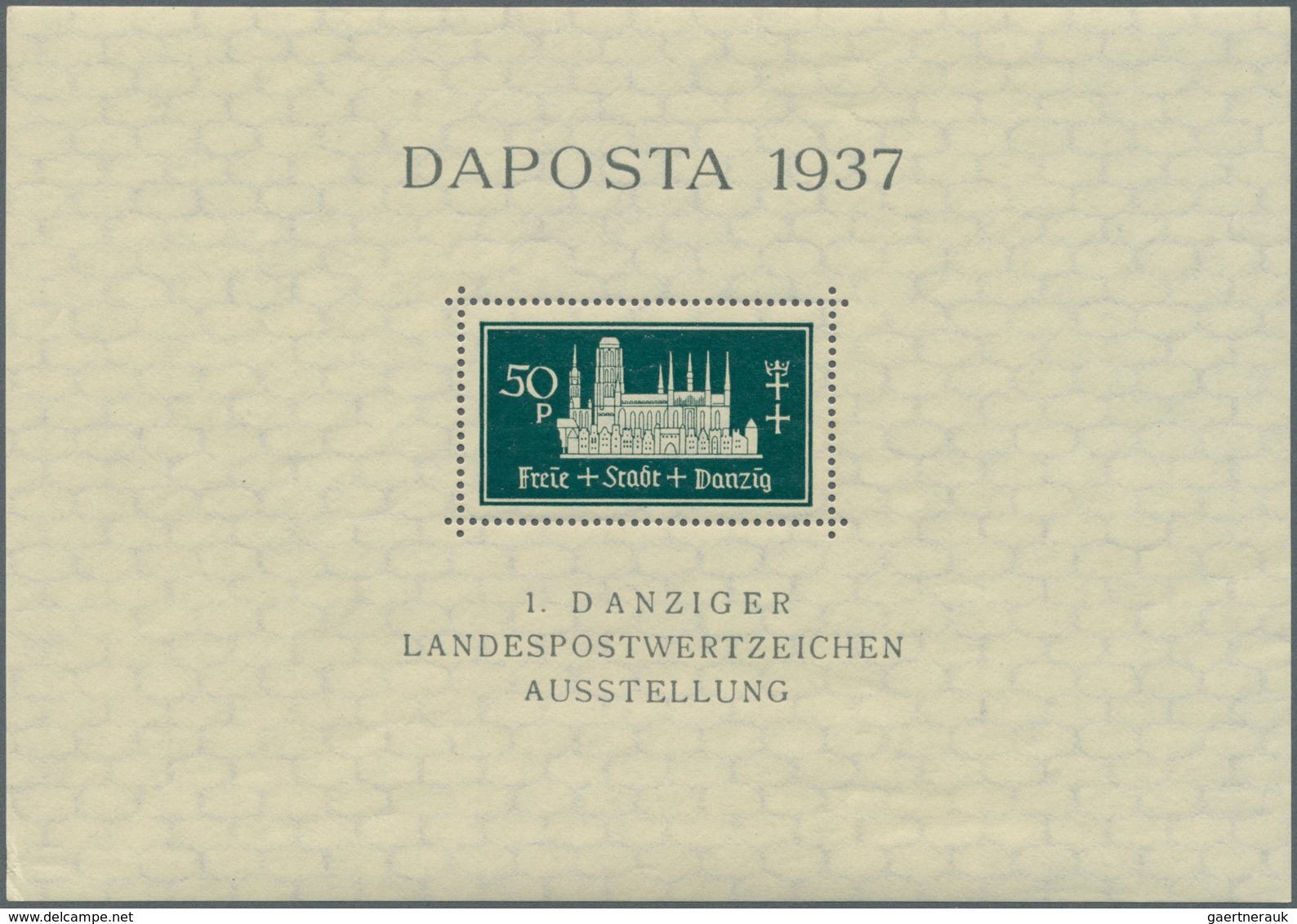 19103 Danzig: DAPOSTA-Block Schwärzlichgrün, Postfrisch Mit Einem Stadium Der Abart "Punkt Zwischen 'S' Un - Other & Unclassified
