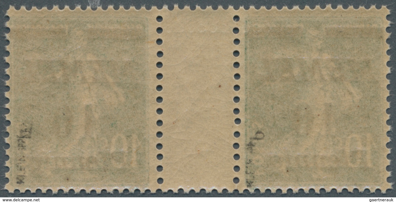 19129 Memel: 1922, 10 Pfg A 10 C Dunkelgrün, Waagerechtes Zwischenstegpaar, Postfrisches Qualitätsstück, S - Klaipeda 1923