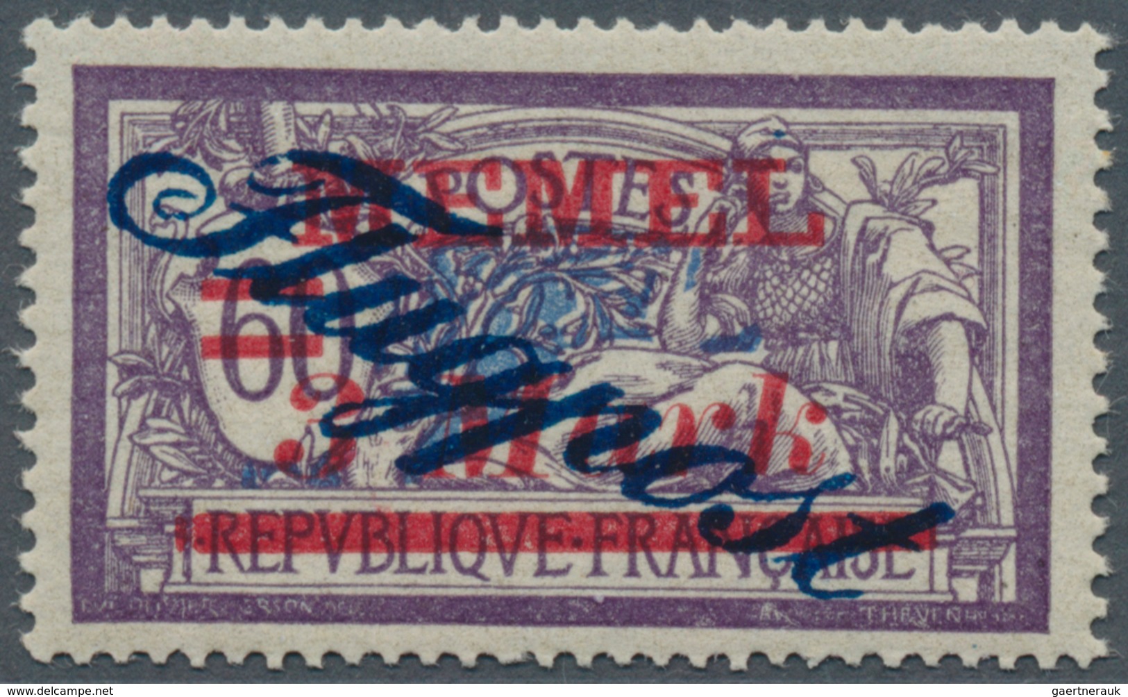 19130 Memel: 1922, 3 M. Auf 60 C. Flugpostaufdruckmarke, Postfrischer Einzelwert, M? 500,- - Klaipeda 1923