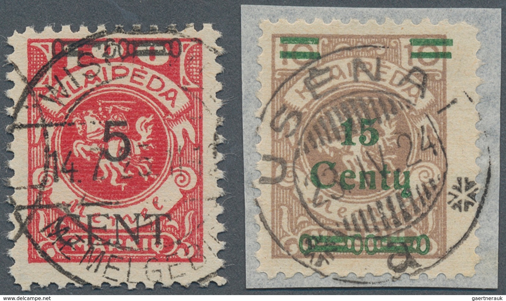 19144 Memel: 1923, Freimarken Von Memel Mit Aufdruck, 5 C. Auf 100 M Mit PLATTENFEHLER "linker Zierbalken - Klaipeda 1923