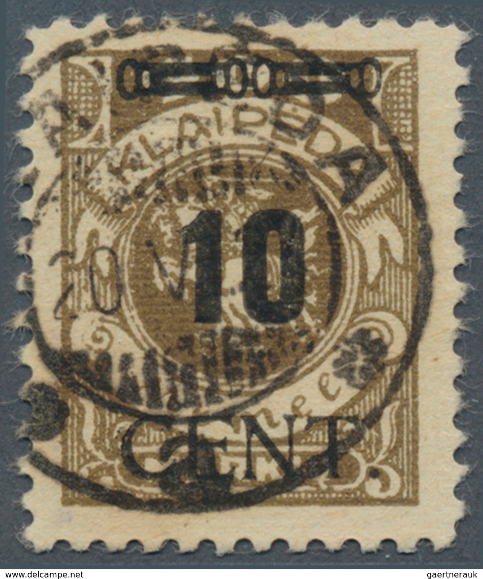 19147 Memel: 1923, 10 C. Auf 400 M. Freimarken, Tadellos Gestempelt, Geprüft Mikulski, Mi. 850,- ? - Klaipeda 1923