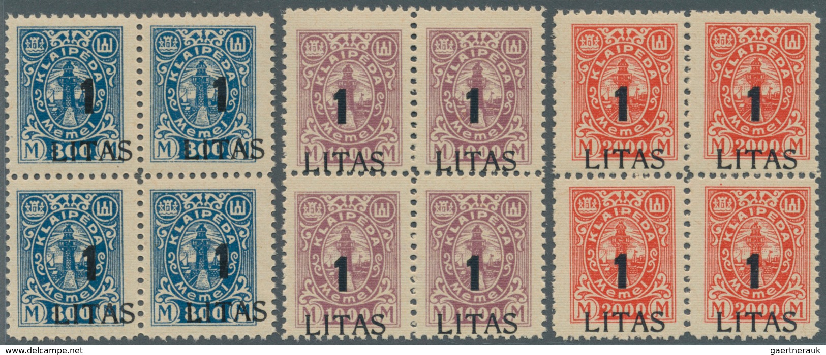 19148 Memel: 1923, Angliederung Des Memellandes An Litauen, Unsignierter Postfrischer Luxus-Viererblock-Sa - Klaipeda 1923