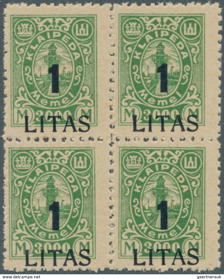 19148 Memel: 1923, Angliederung Des Memellandes An Litauen, Unsignierter Postfrischer Luxus-Viererblock-Sa - Klaipeda 1923