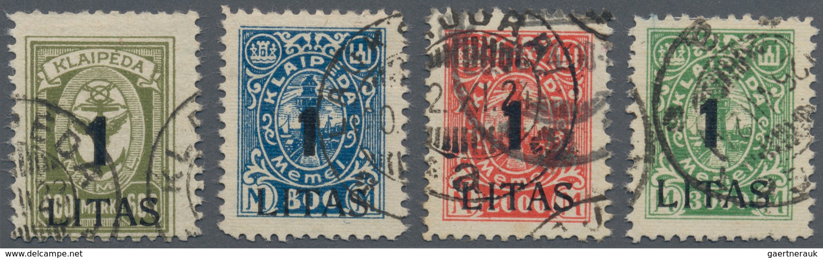 19152 Memel: 1923, 1 L. Auf 600 Und 800 Sowie 2000 Und 3000 M., Je Mit Aufdruckfehler "enger Abstand Zwisc - Klaipeda 1923