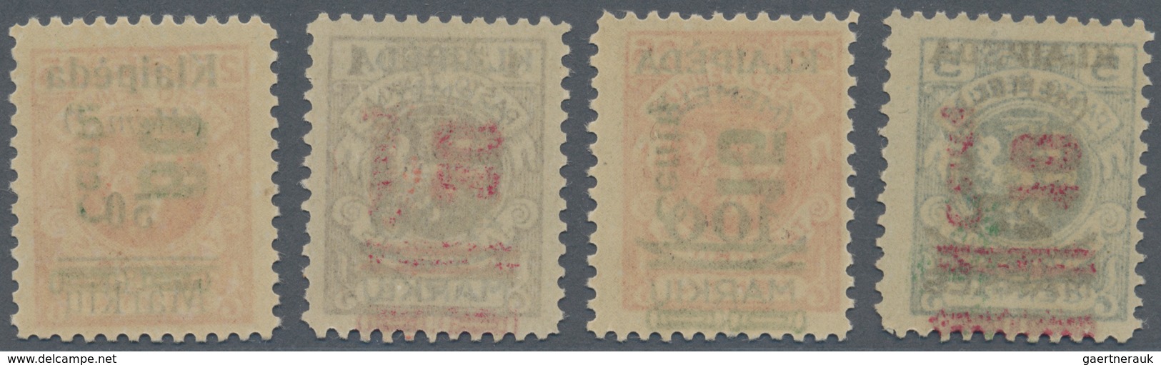 19169 Memel: 1923, 10 C. Auf 25 M. Auf 5 C. Bis 60 C. Auf 50 M. Auf 25. C., Kpl. Satz Postfrisch, Mi-Nr. 2 - Klaipeda 1923