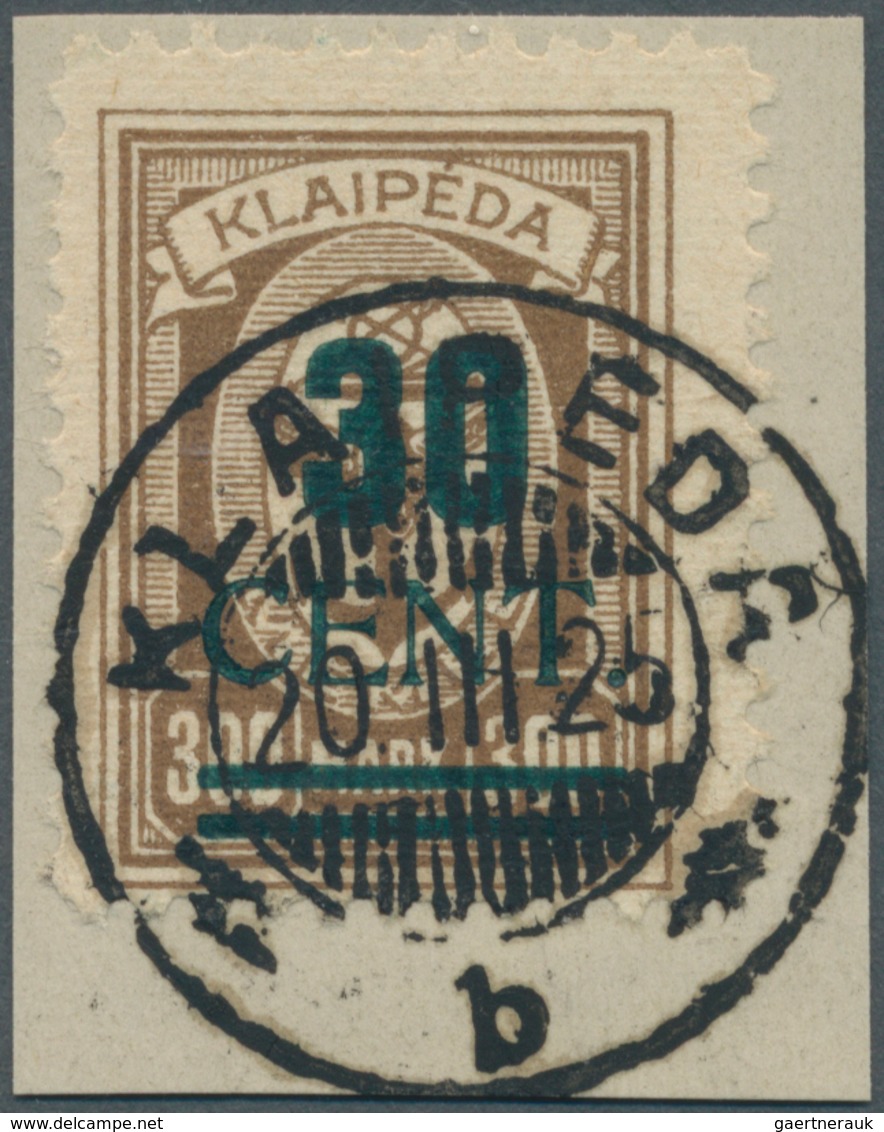 19173 Memel: 1923, 30 C. Grünaufdruck, Aufdrucktype I, Schwarzgrüner Blockzifferaufdruck 30 CENT. Auf 300 - Klaipeda 1923