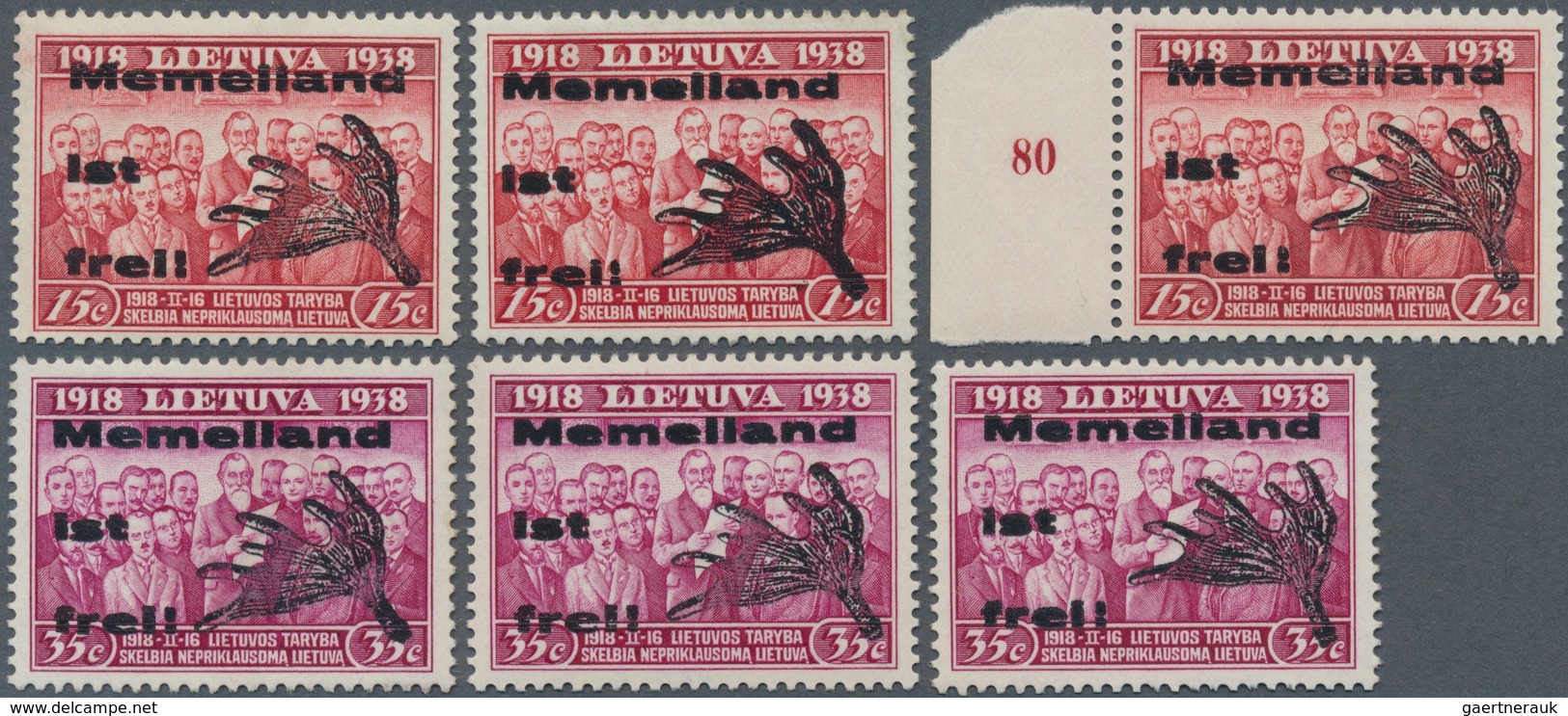 19177 Memel - Lokalausgabe Memelland: 1939, 15 C Bis 60 C Mit Geweih-Aufdruck "Memelland Ist Frei" Je Vier - Klaipeda 1923