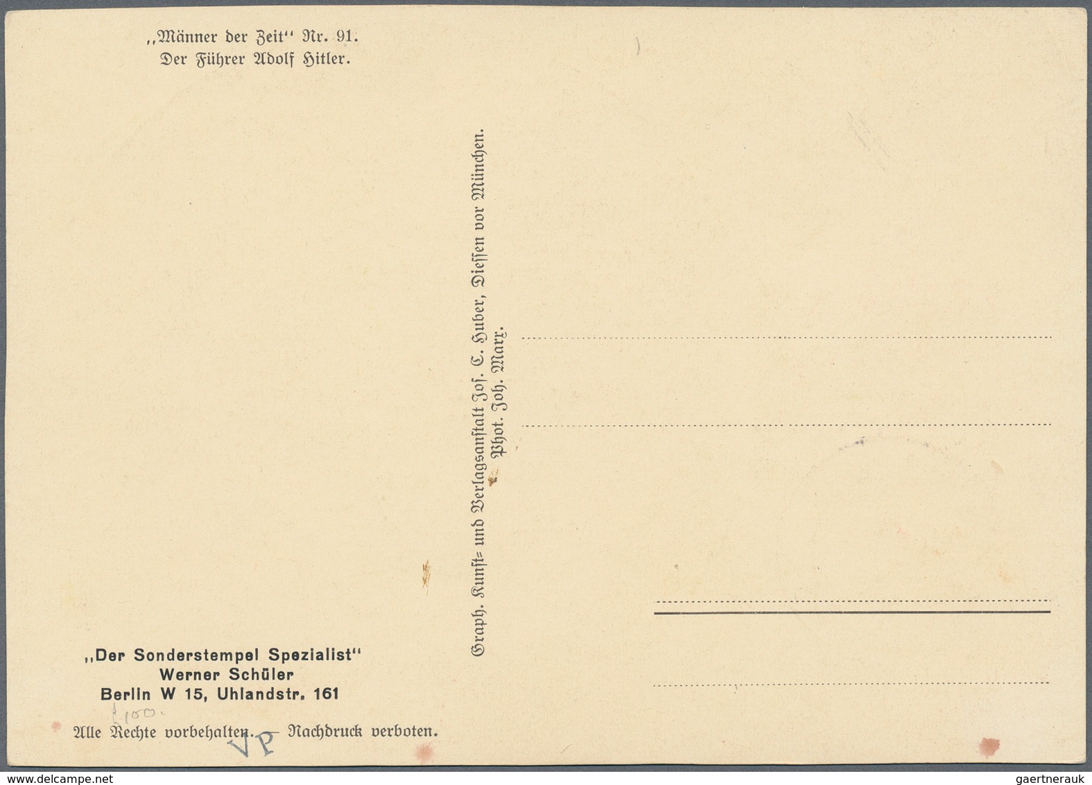 19197 Sudetenland - Karlsbad: 1938, Legionäre 'Doss Alto' 50 H Mit Dunkelblauviolettem Handstempelaufdruck - Sudetenland