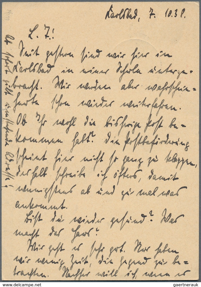 19204 Sudetenland - Karlsbad - Ganzsachen: 1938, Aufdruck-GA Karte 30 H Hellgrün Mit Rotem "Karlsbad 1.X.1 - Other & Unclassified