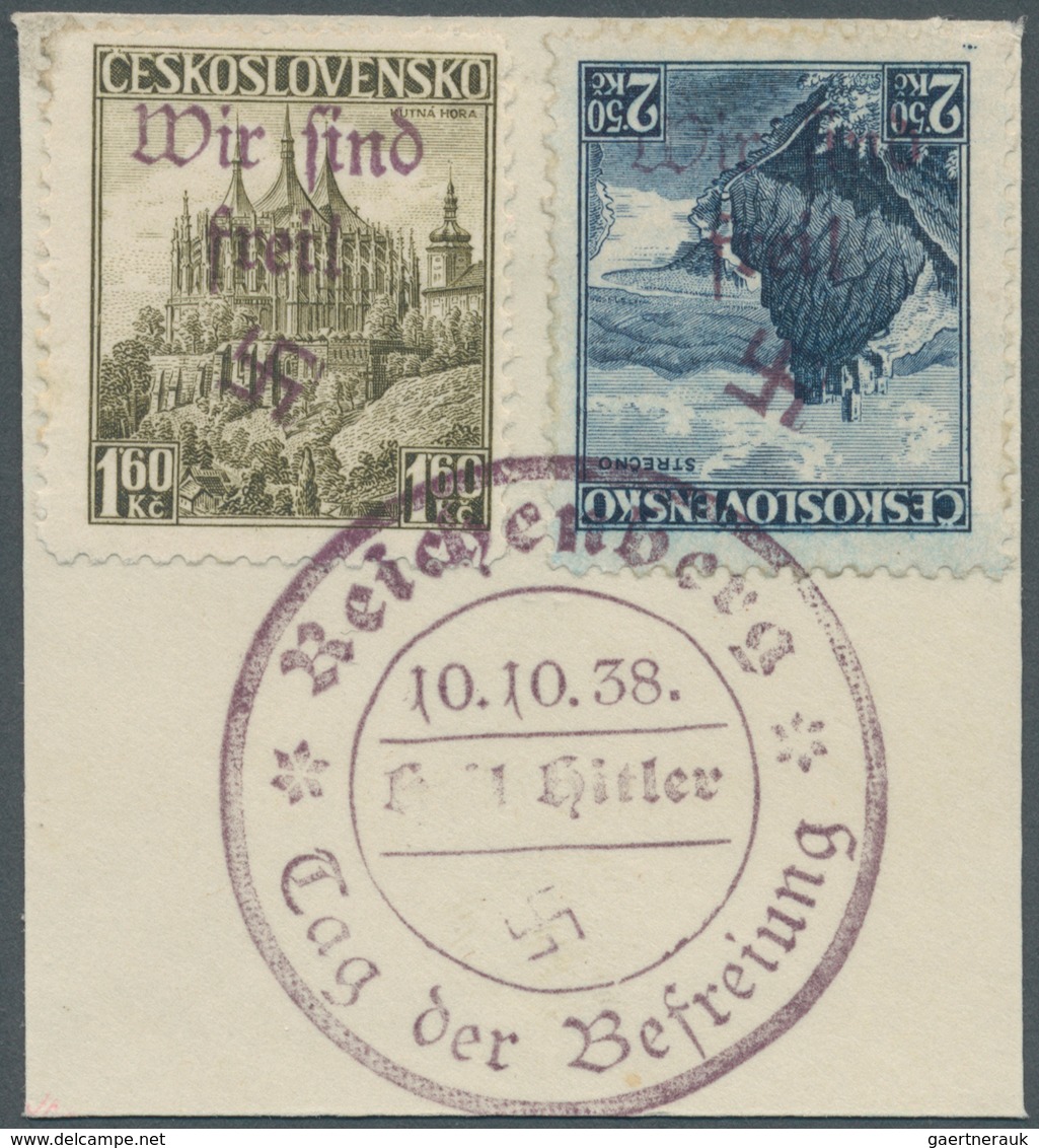 19226 Sudetenland - Reichenberg: 1938, 2,50 Kc. Landschaften Mit KOPFSTEHENDEM Aufdruck Sowie 1,60 Kc., En - Sudetenland