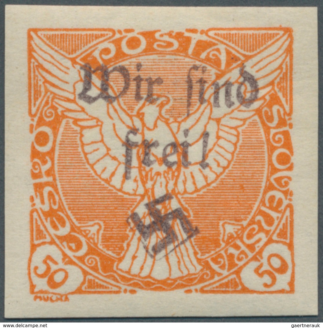 19236 Sudetenland - Reichenberg: 1938, Zeitungsmarke 50 H Falke Orange, Postfrisch, Sehr Selten, Da Die Au - Sudetenland