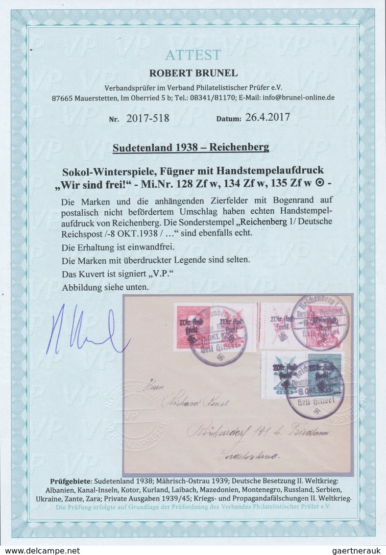 19247 Sudetenland - Reichenberg: 1938, Gedenkmarken Sokol-Winterspiele 50 H Und Fügner 50 H Und Kr. Mit An - Sudetenland