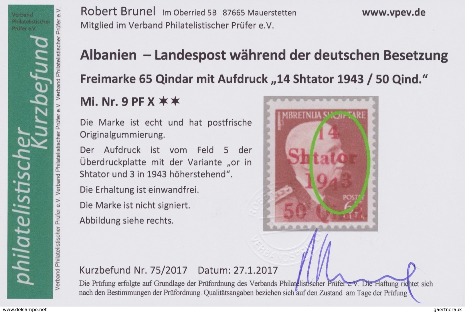 19301 Dt. Besetzung II WK - Albanien: 1943, Kleine Partie Von Neun Werten Mit Aufdruck-Abarten Nach Michel - Occupation 1938-45