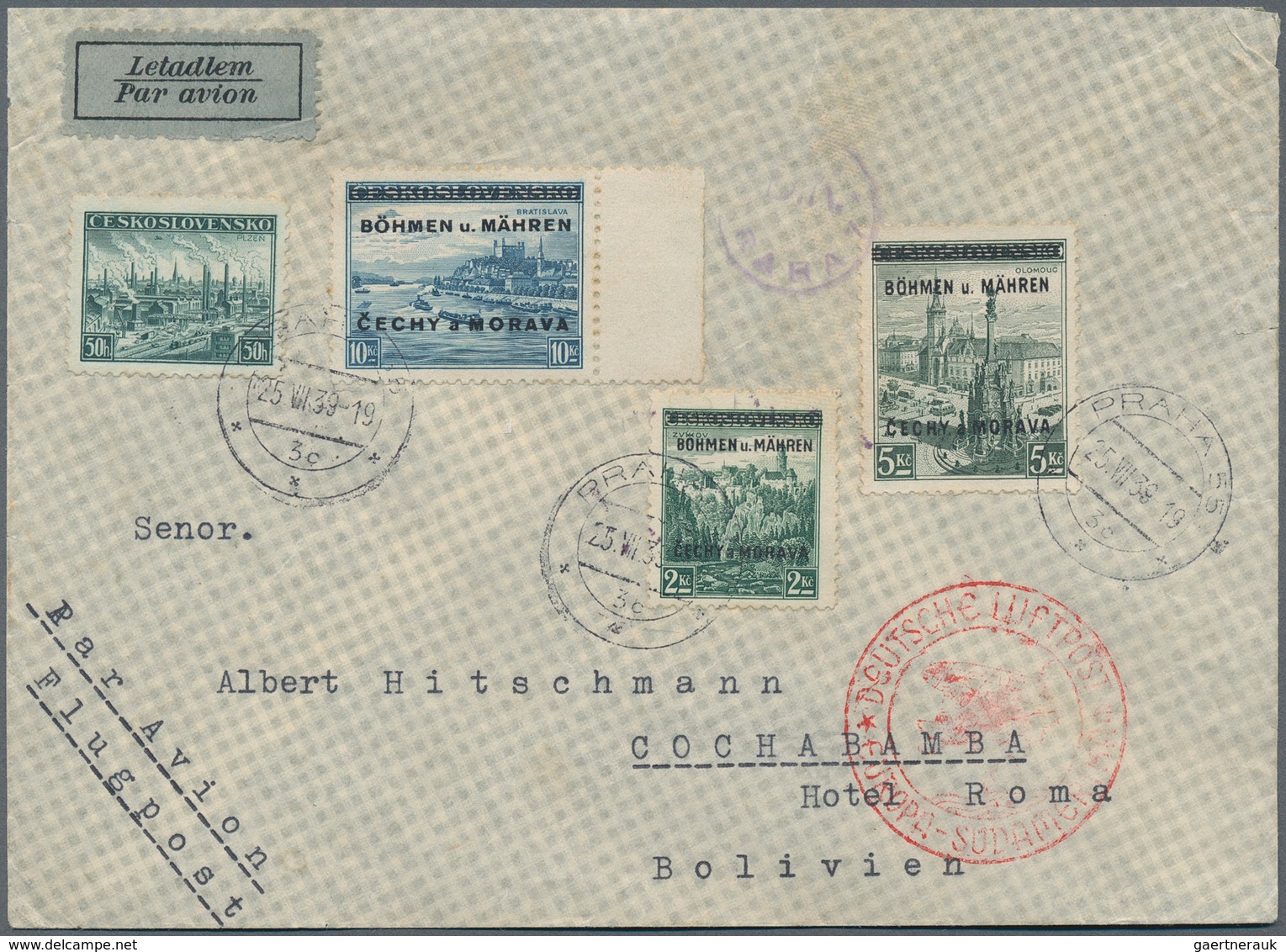 19318 Dt. Besetzung II WK - Böhmen Und Mähren: 1939. Lot Mit 10 Kc Mitläufer Und 10 Kr Aufdruck: Je Höchst - Occupation 1938-45