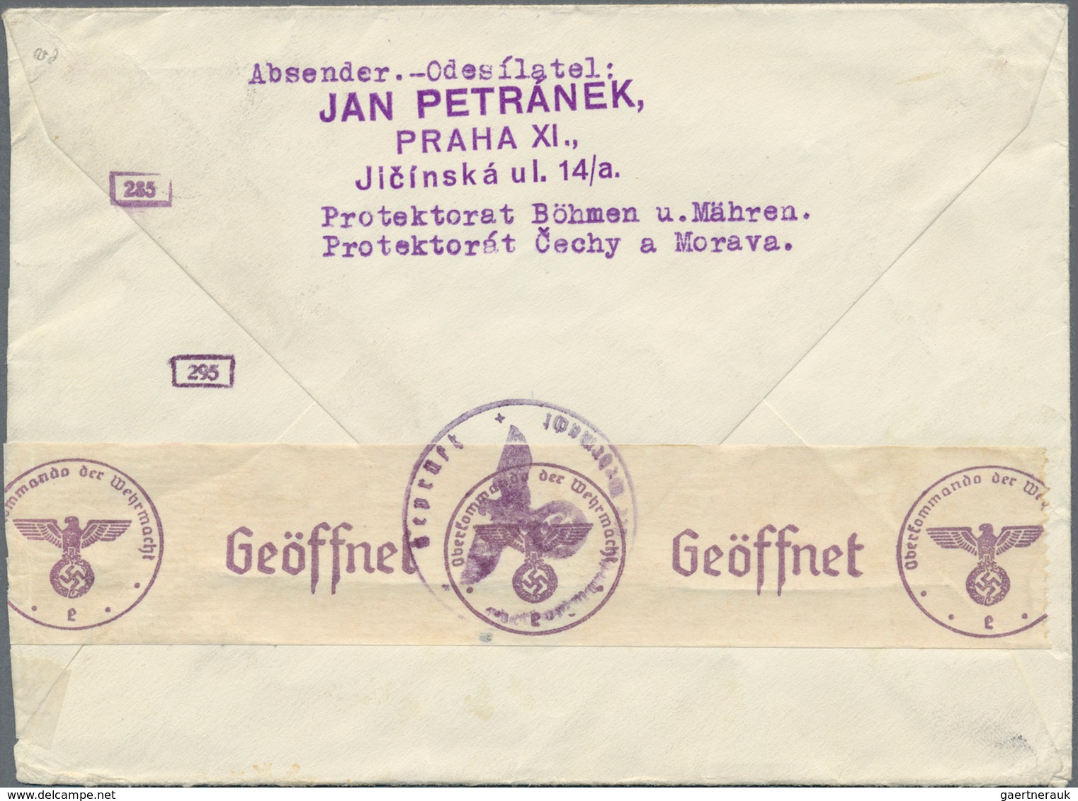 19324 Dt. Besetzung II WK - Böhmen Und Mähren: 1940/1941. Lot Von 3 Briefen Je Mit Ra2 "Mit Luftpost Nach - Occupation 1938-45