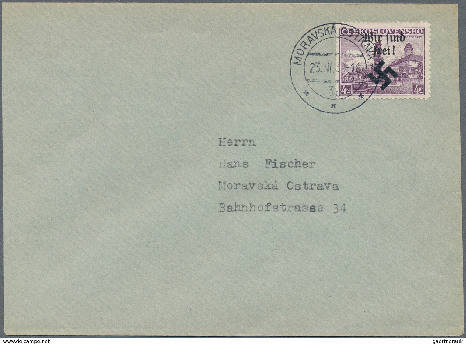 19338 Dt. Besetzung II WK - Böhmen Und Mähren - Mährisch-Ostrau: 1939, Freimarken 4 Kr. Und 5 Kr. Mit Hand - Occupation 1938-45