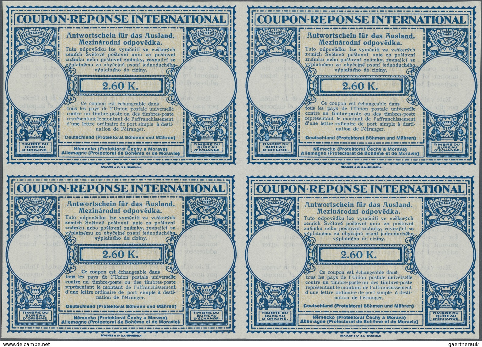 19341 Dt. Besetzung II WK - Böhmen Und Mähren - Ganzsachen: 1940, Juni. Internationaler Antwortschein "2.6 - Occupation 1938-45