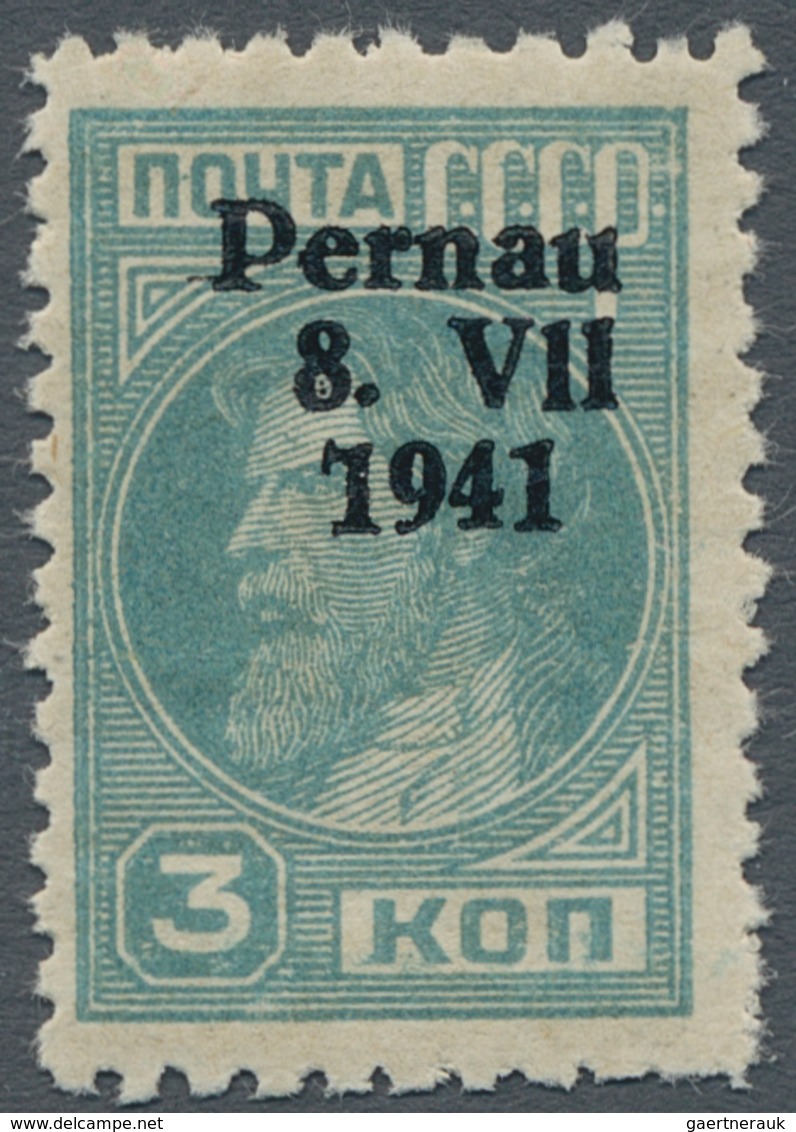 19351 Dt. Besetzung II WK - Estland - Pernau (Pärnu): 1941, "3 Kop. Mit Aufdruck-Plattenfehler 7941 Statt - Occupation 1938-45