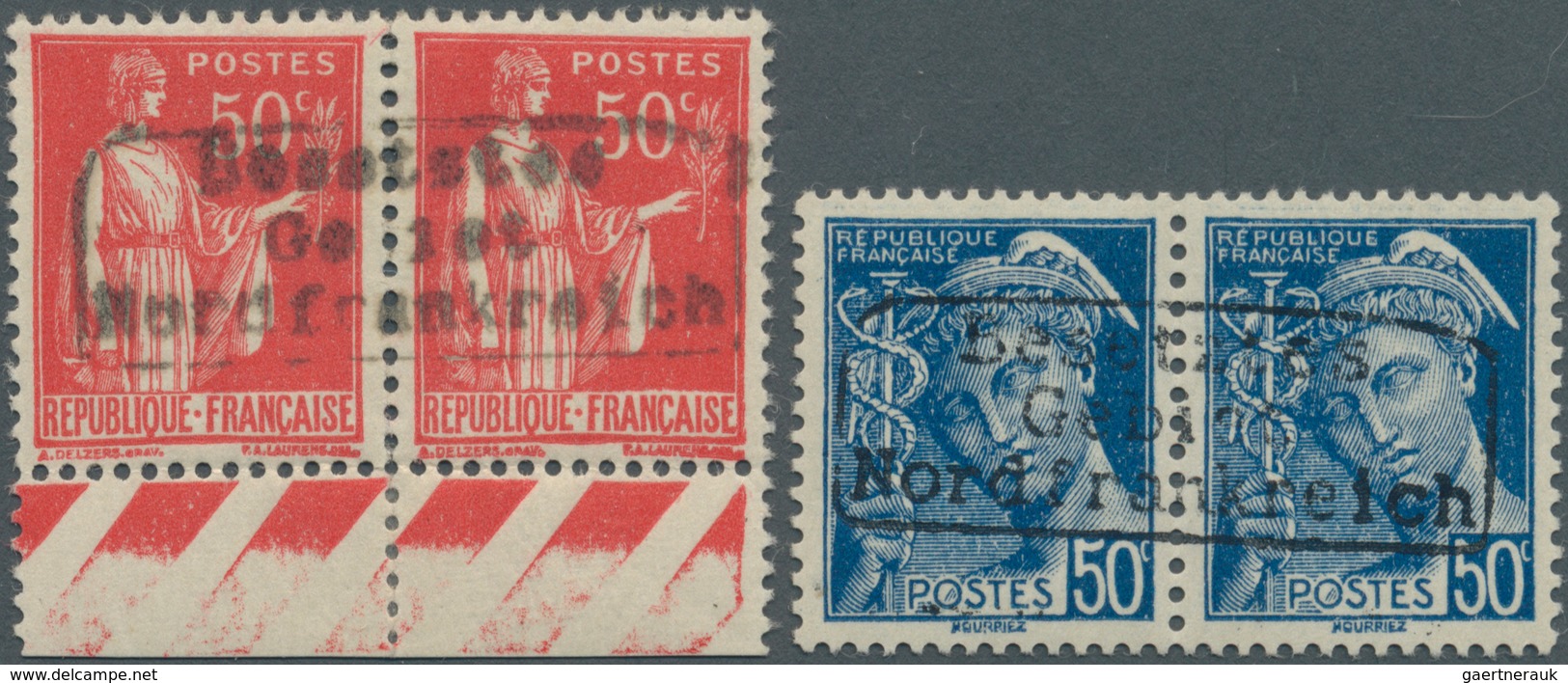 19355 Dt. Besetzung II WK - Frankreich - Dünkirchen: 1940, 50 C Rot Friedensallegorie, Waager. Paar Vom Un - Occupation 1938-45