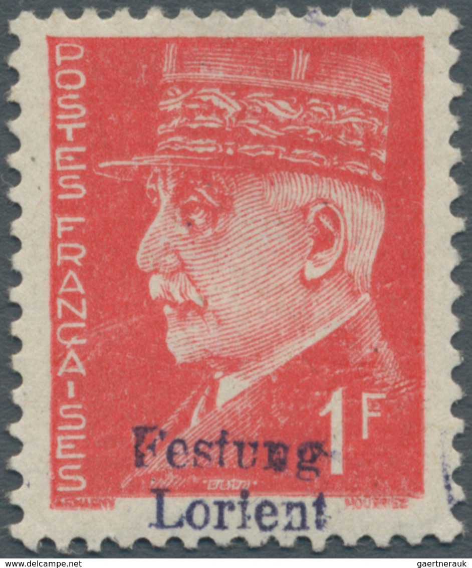 19375 Dt. Besetzung II WK - Frankreich - Festung Lorient: 1945, 1 Fr. Pétain Dunkelrosa, Voller Originalgu - Besetzungen 1938-45