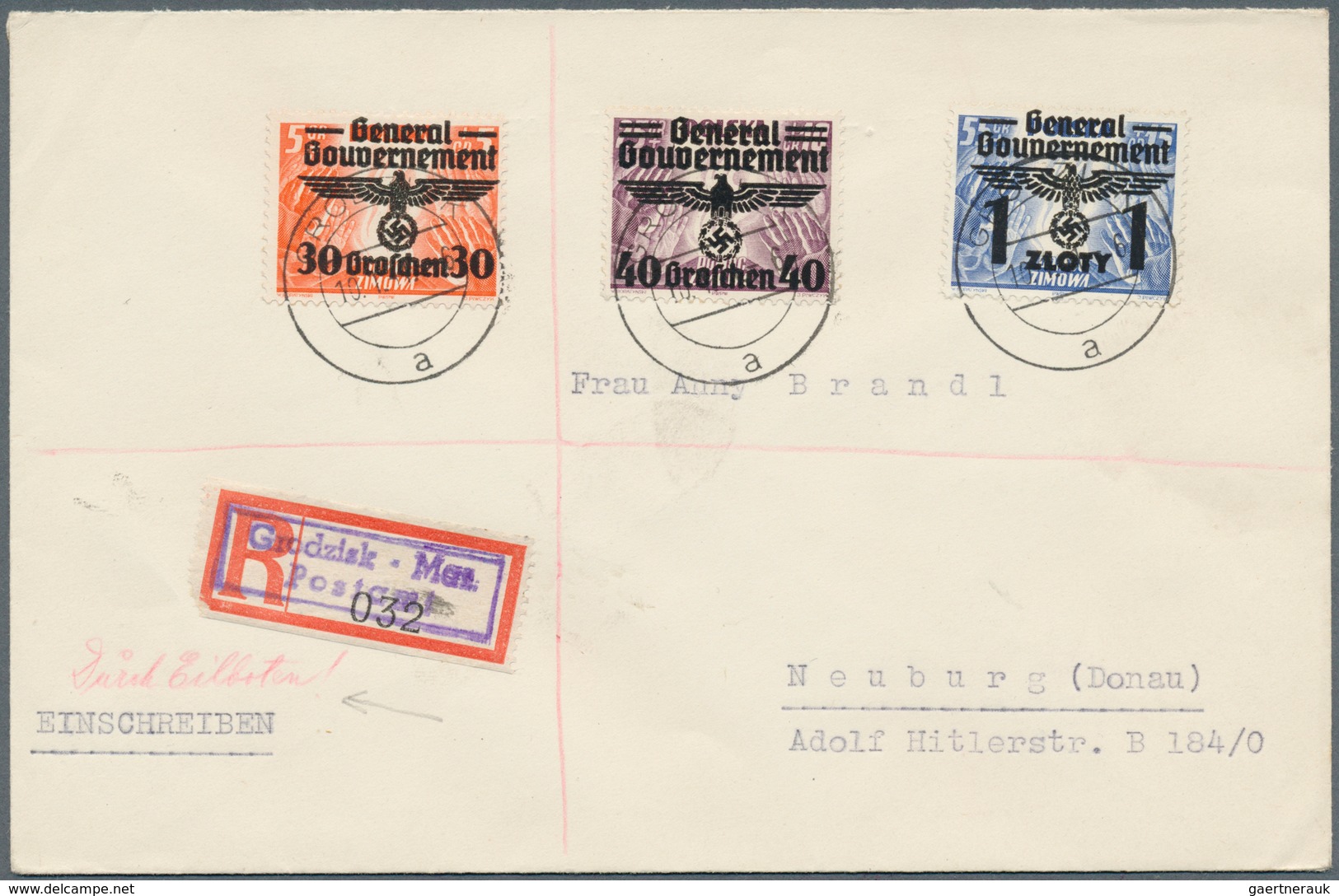 19415 Dt. Besetzung II WK - Generalgouvernement: 1941, Alle 26 Aufdruckwerte Komplett Auf Sechs Briefen, D - Occupation 1938-45