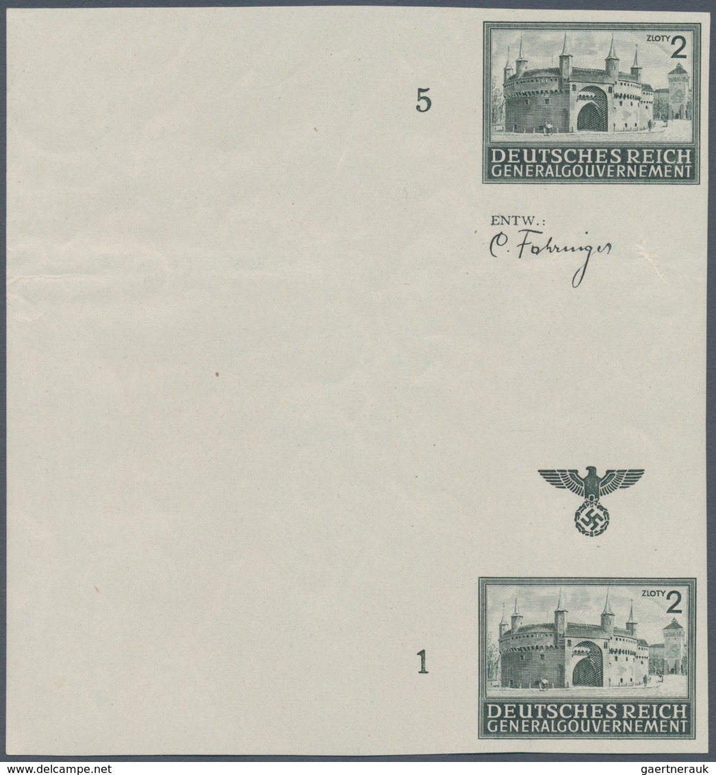 19425 Dt. Besetzung II WK - Generalgouvernement: 1943. Lot Mit Lemberg 1Zl+2Zl Als Ungezähntes ER-Stück (b - Occupation 1938-45